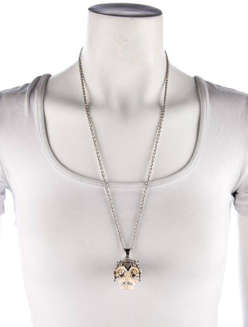 Alexander McQueen Crystal & Resin "Owlet Skull" Pendant Necklace