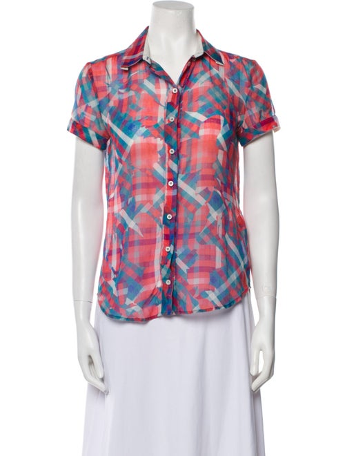 Alexander McQueen Printed Short Sleeve Button-Up Top