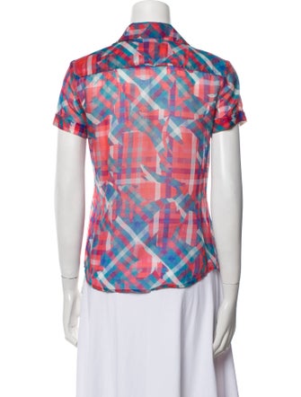 Alexander McQueen Printed Short Sleeve Button-Up Top