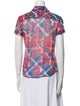 Alexander McQueen Printed Short Sleeve Button-Up Top