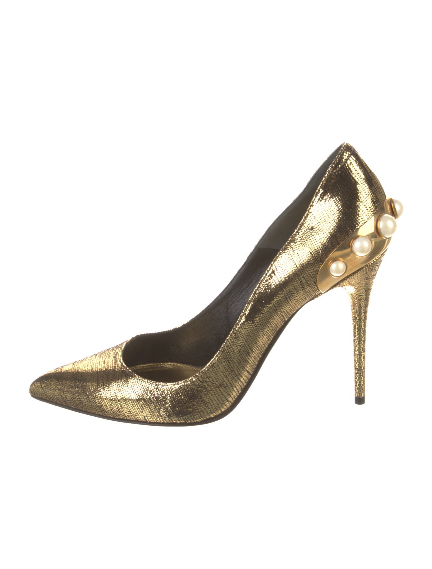 Alexander McQueen Faux Pearl Accents Leather Pumps