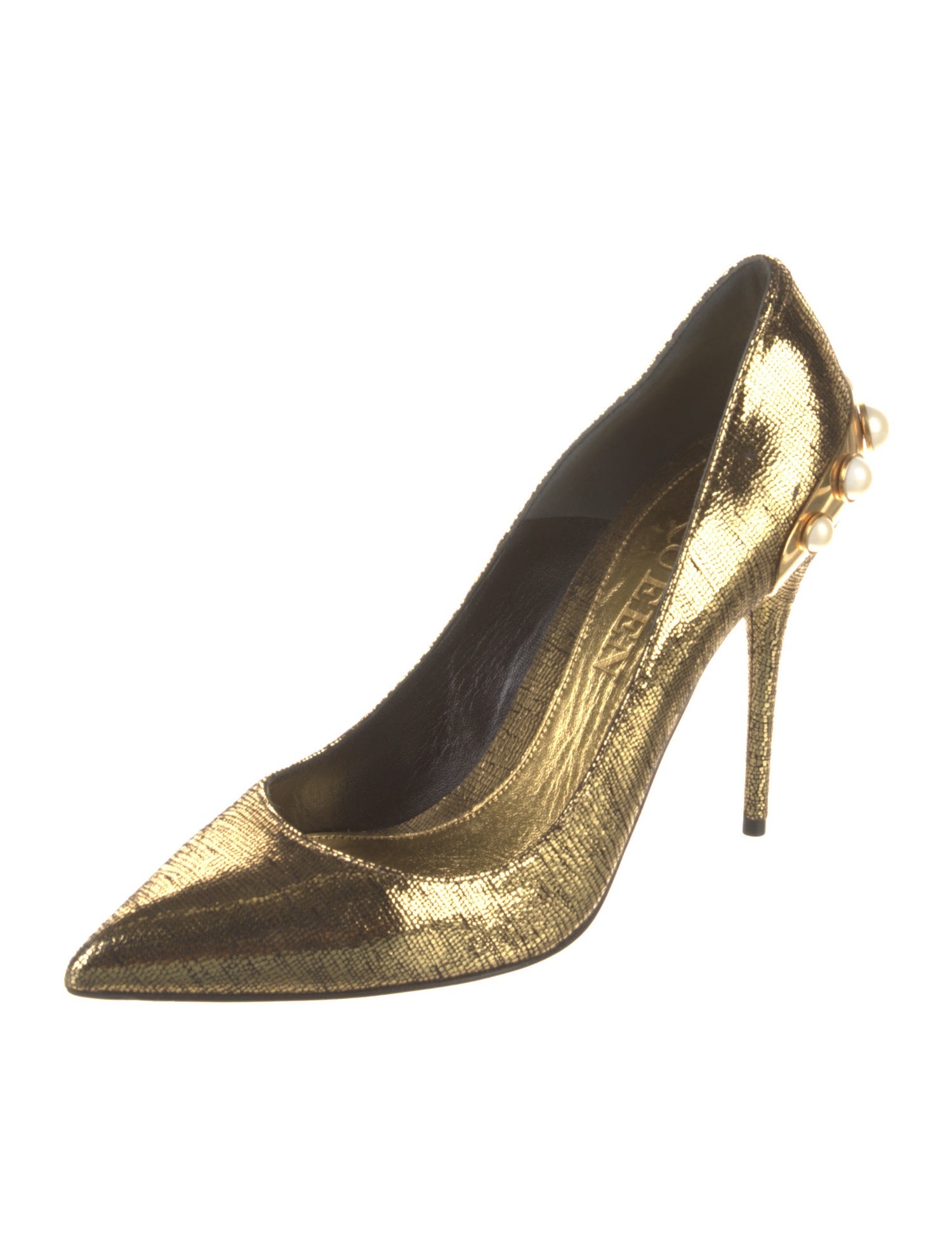 Alexander McQueen Faux Pearl Accents Leather Pumps