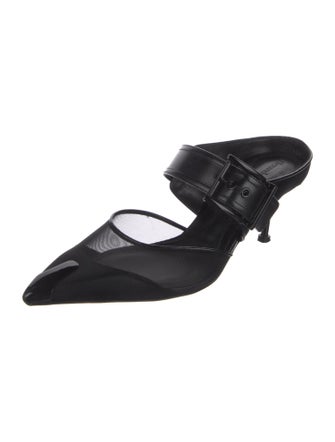 Alexander McQueen Mesh Leather Trim Embellishment Mules
