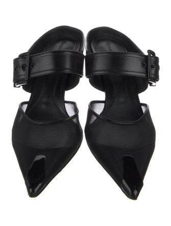 Alexander McQueen Mesh Leather Trim Embellishment Mules