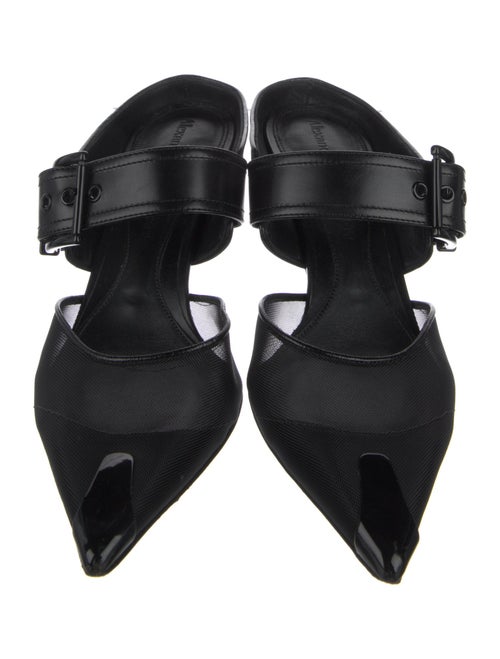 Alexander McQueen Mesh Leather Trim Embellishment Mules