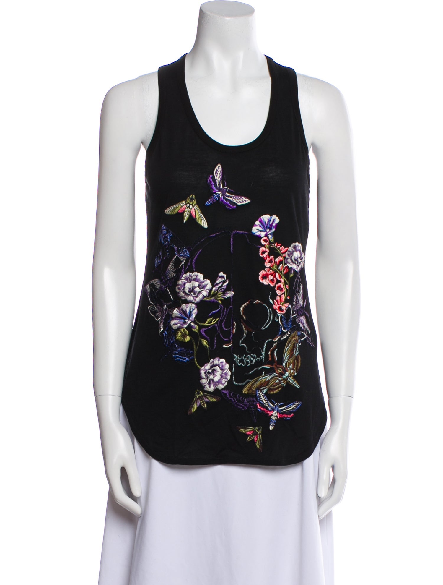 Alexander McQueen Floral Print Scoop Neck Top