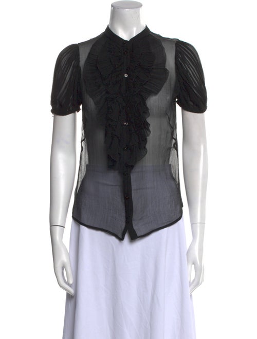 Alexander McQueen Printed Short Sleeve Button-Up Top