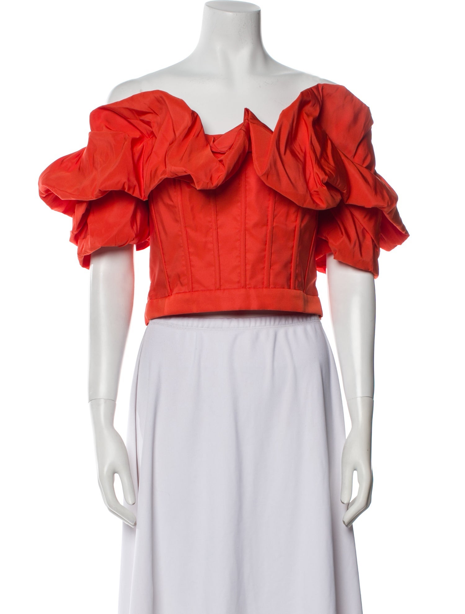 Alexander McQueen Off-The-Shoulder Short Sleeve Crop Top