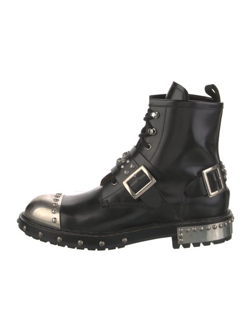 Alexander McQueen Leather Studded Accents Combat Boots