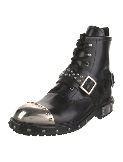 Alexander McQueen Leather Studded Accents Combat Boots