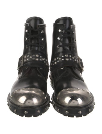 Alexander McQueen Leather Studded Accents Combat Boots