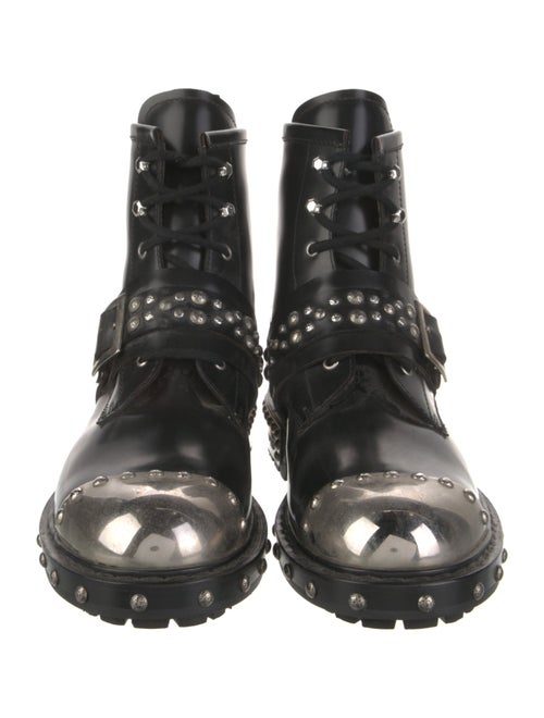 Alexander McQueen Leather Studded Accents Combat Boots