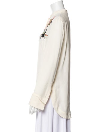 Alexander McQueen Silk Mock Neck Button-Up Top