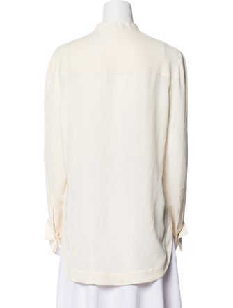 Alexander McQueen Silk Mock Neck Button-Up Top