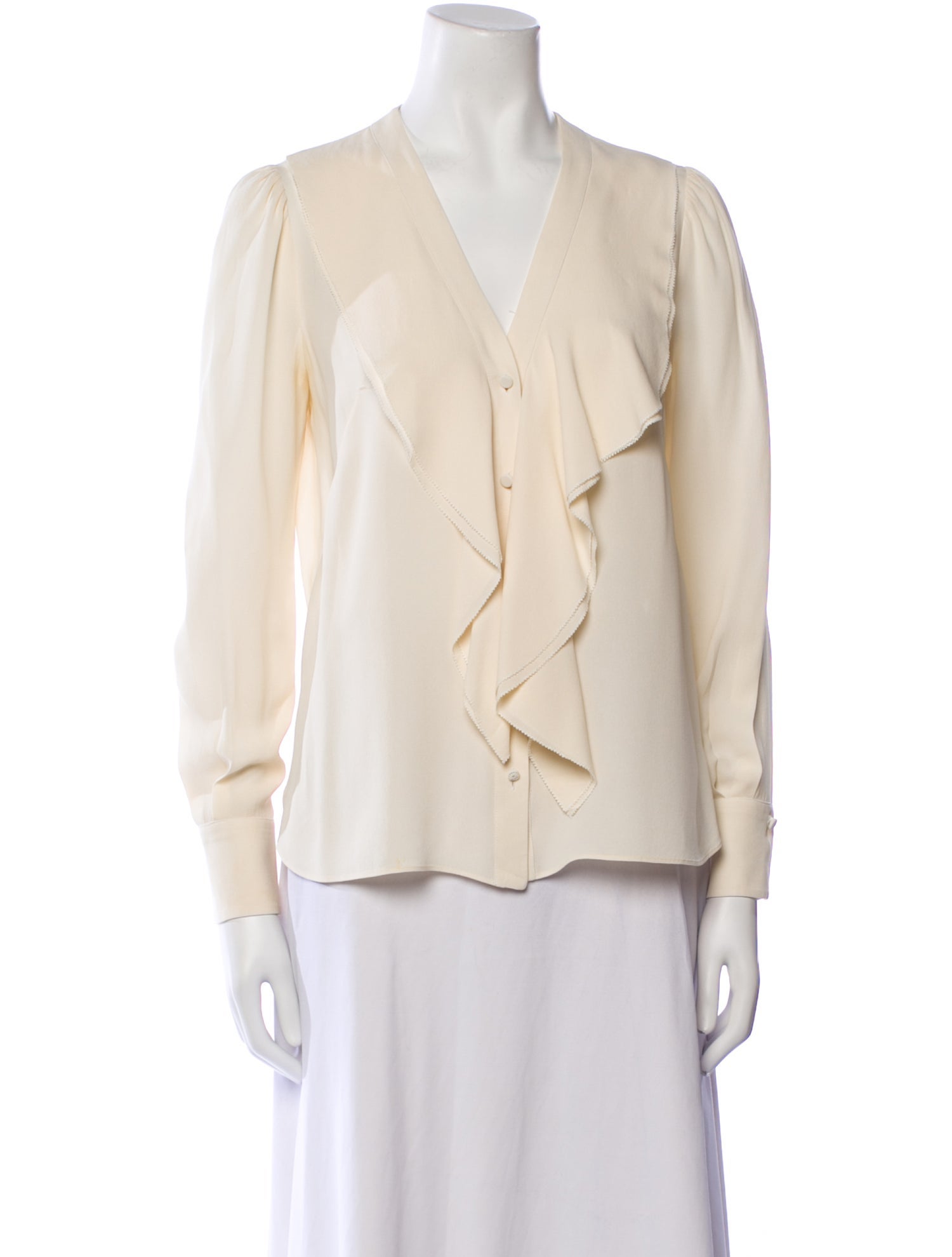 Alexander McQueen Silk V-Neck Blouse