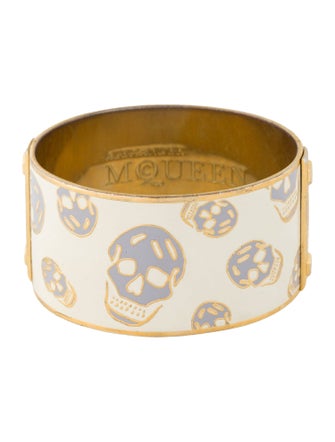 Alexander McQueen Enamel Skull Bangle Bracelet