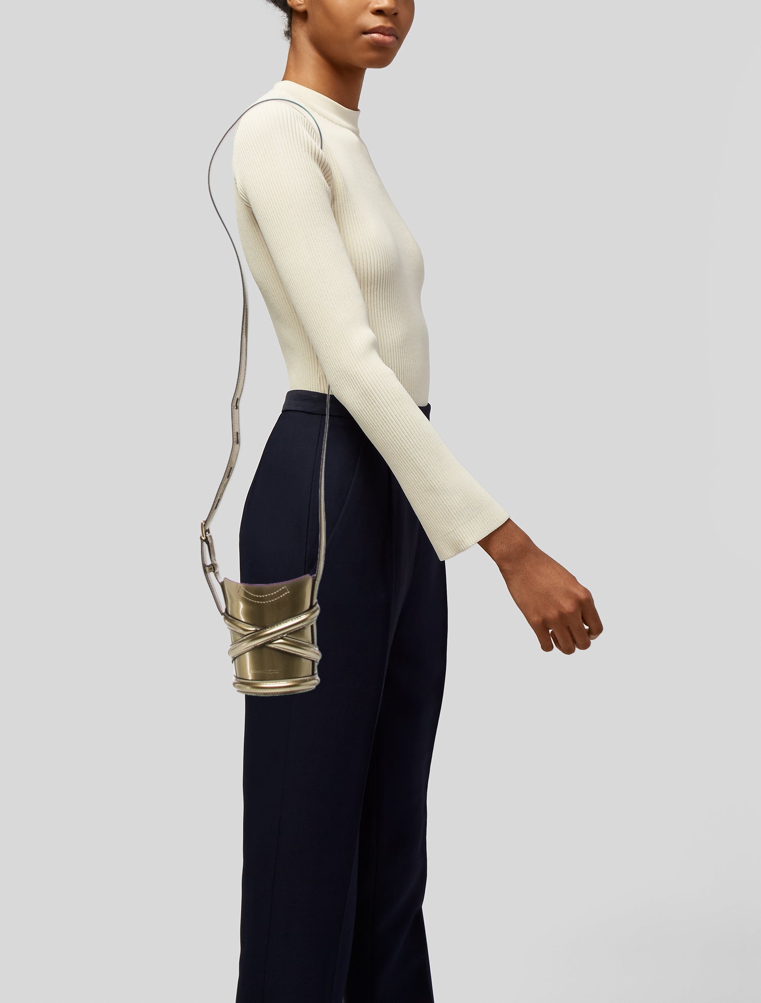 Alexander McQueen Patent Leather Bucket Bag