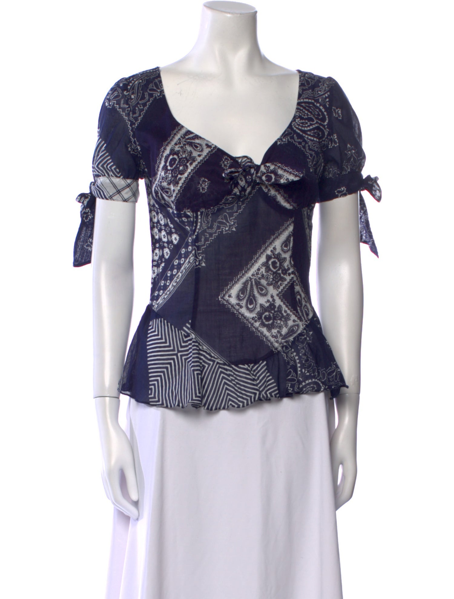 McQ Alexander McQueen Printed V-Neck Blouse