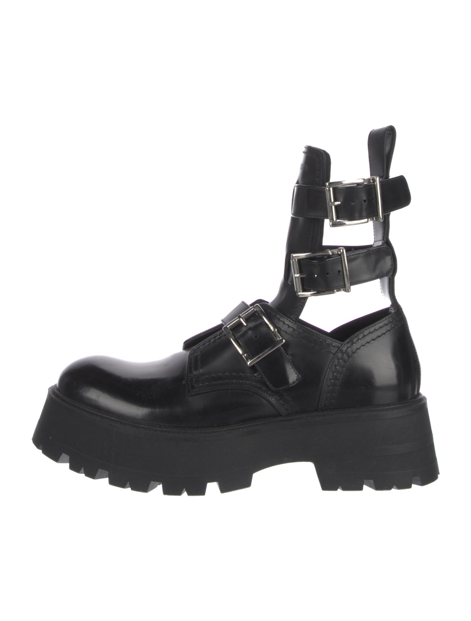Alexander McQueen Leather Cutout Accent Combat Boots