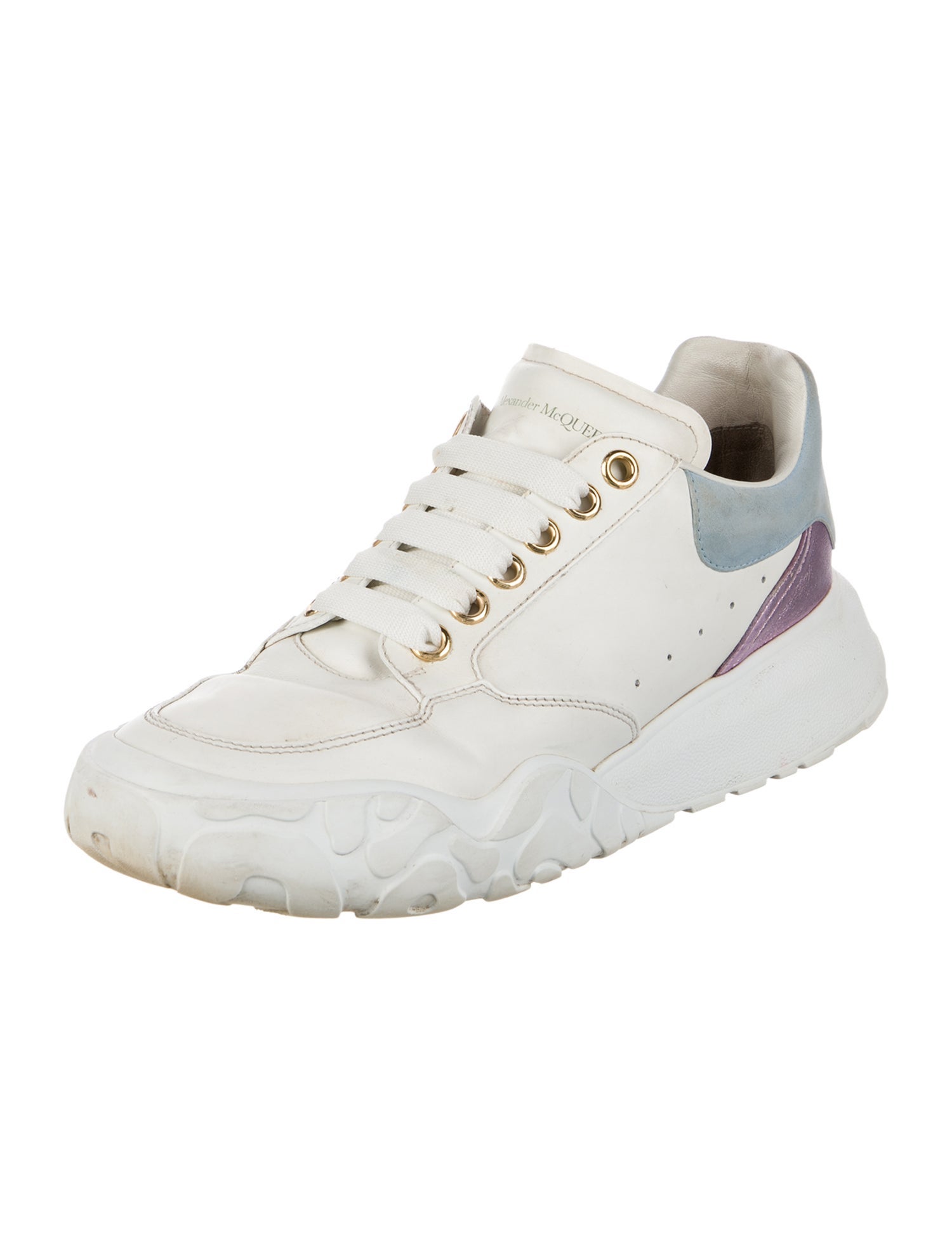 Alexander McQueen Leather Colorblock Pattern Sneakers