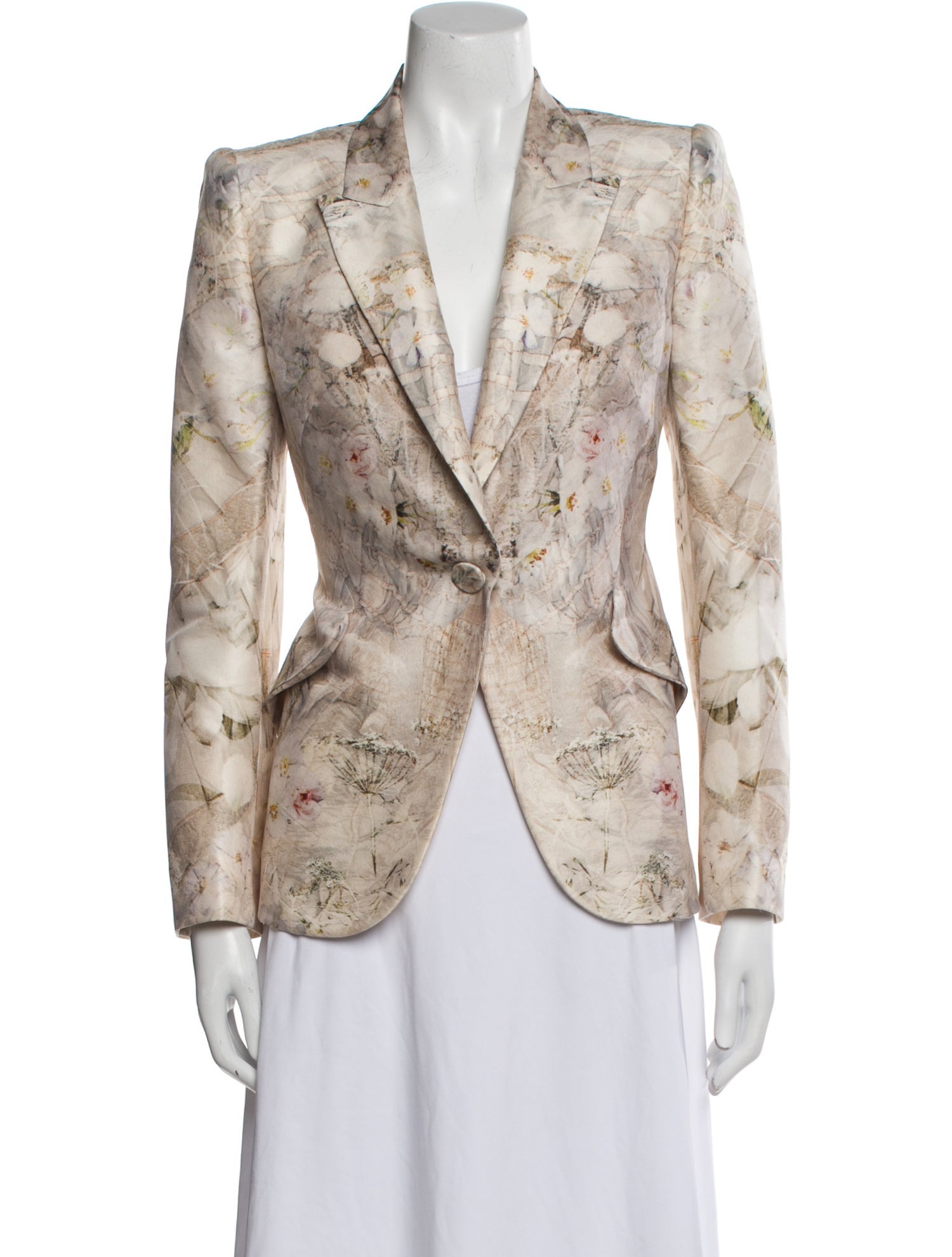 Alexander McQueen Wool Floral Print Blazer
