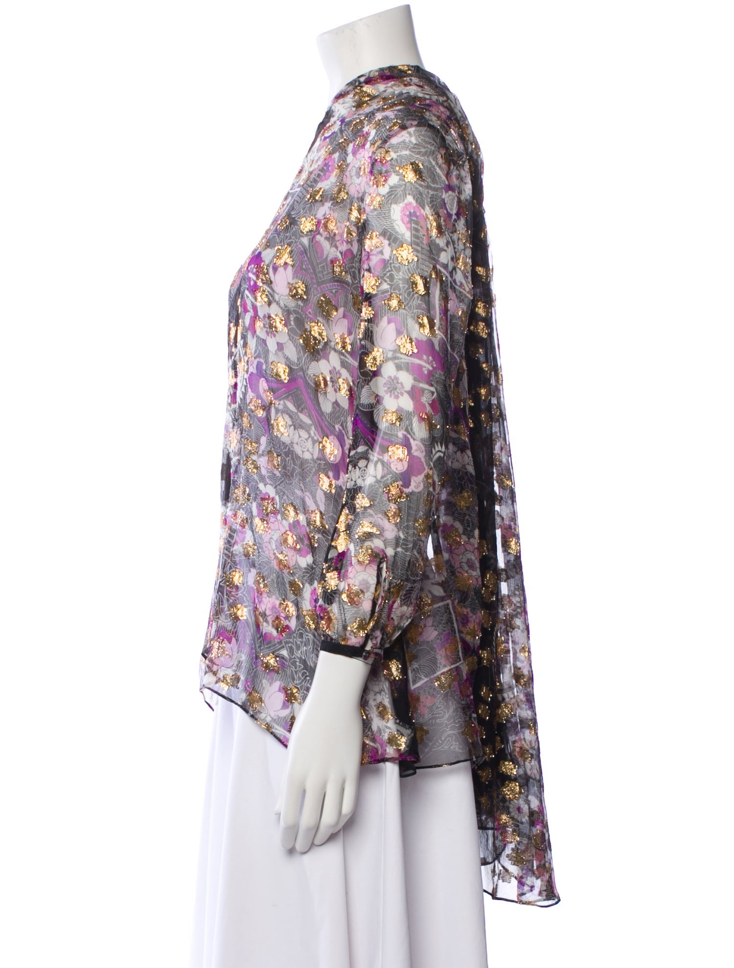 Alexander McQueen Silk Floral Print Blouse