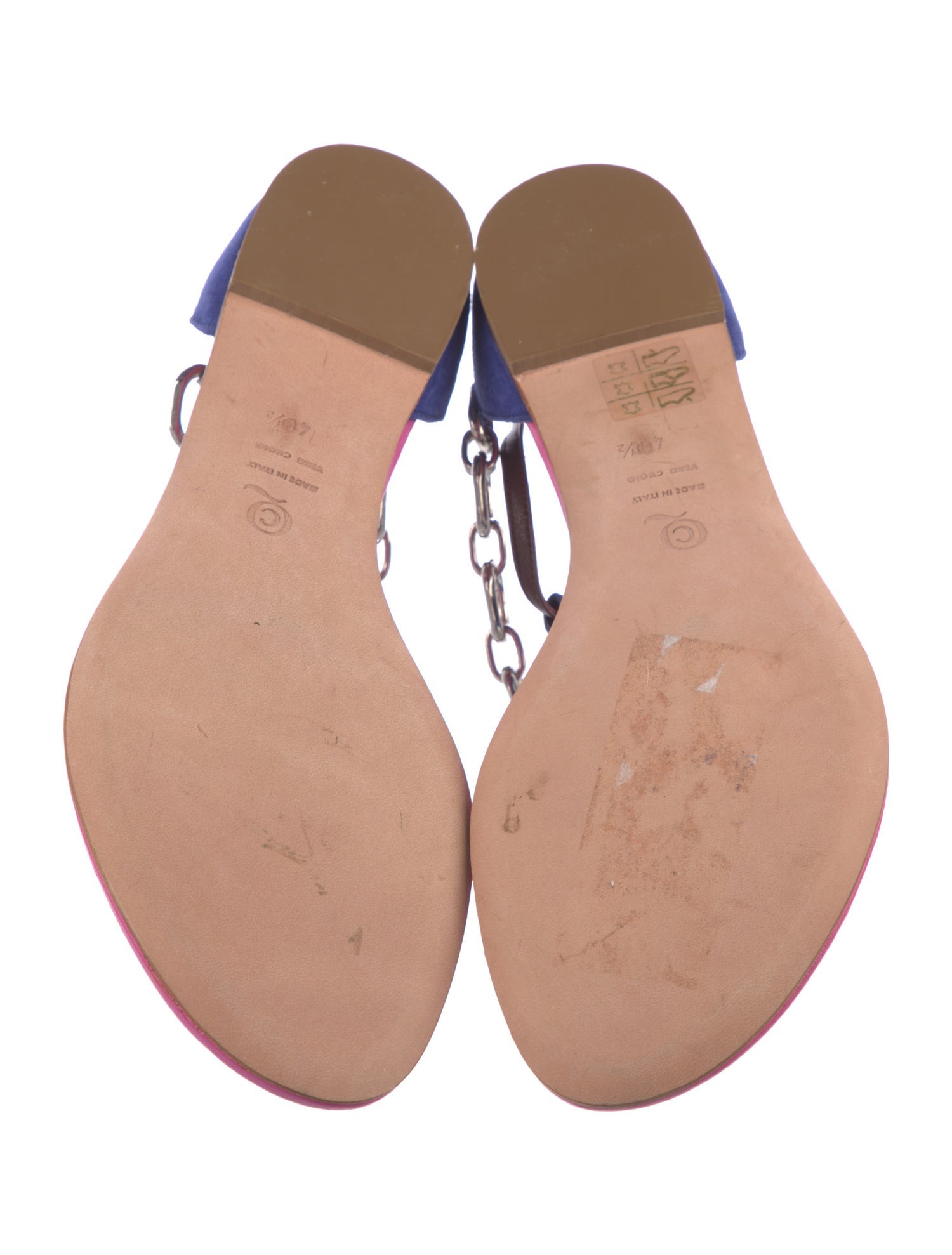 Alexander McQueen Leather Colorblock Pattern T-Strap Sandals