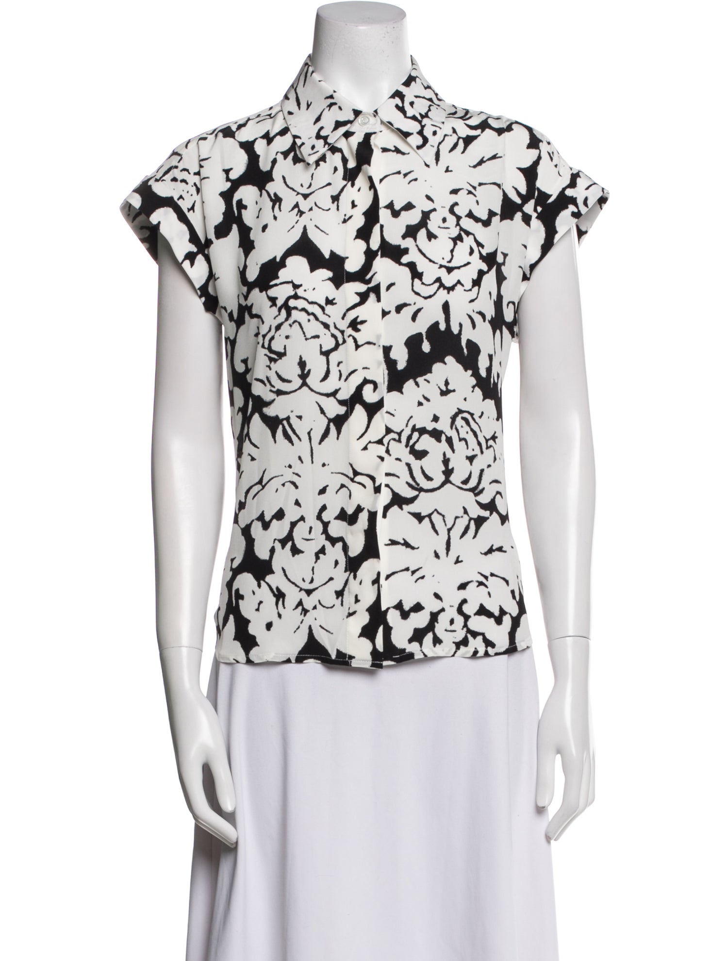 Alexander McQueen Silk Printed Button-Up Top