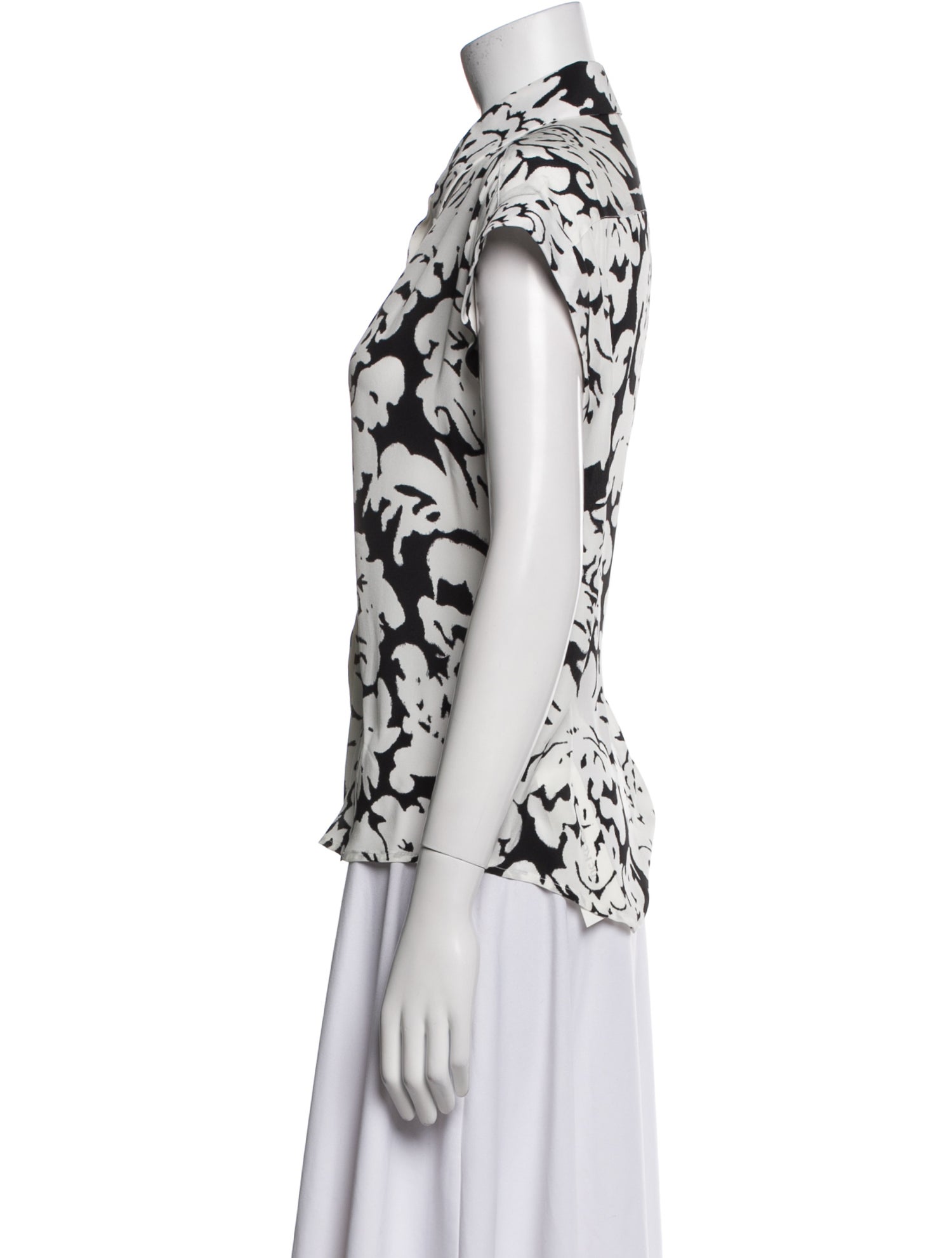 Alexander McQueen Silk Printed Button-Up Top