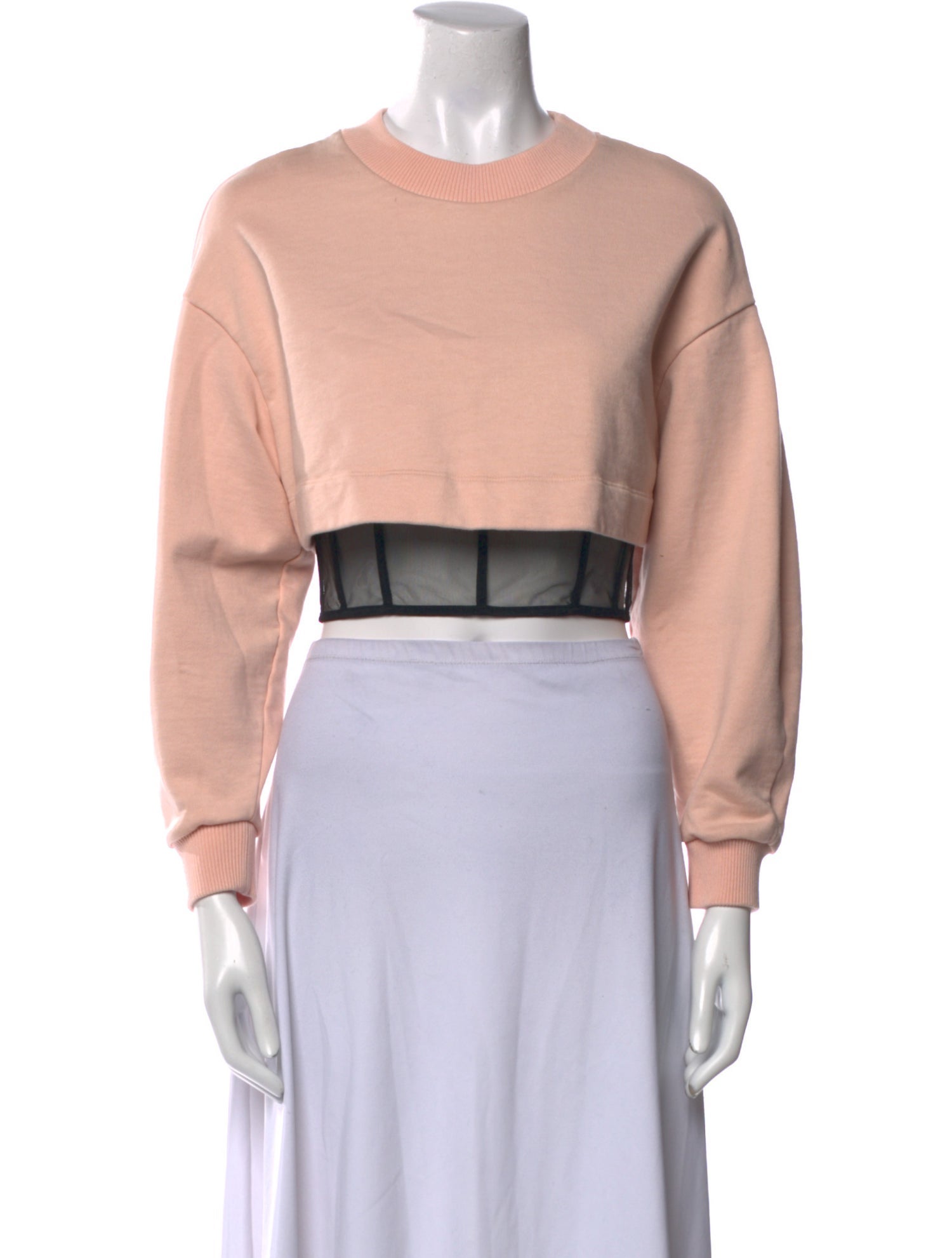 Alexander McQueen Crew Neck Long Sleeve Crop Top