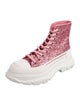 Alexander McQueen Glitter Leather Trim Embellishment Sock Sneakers
