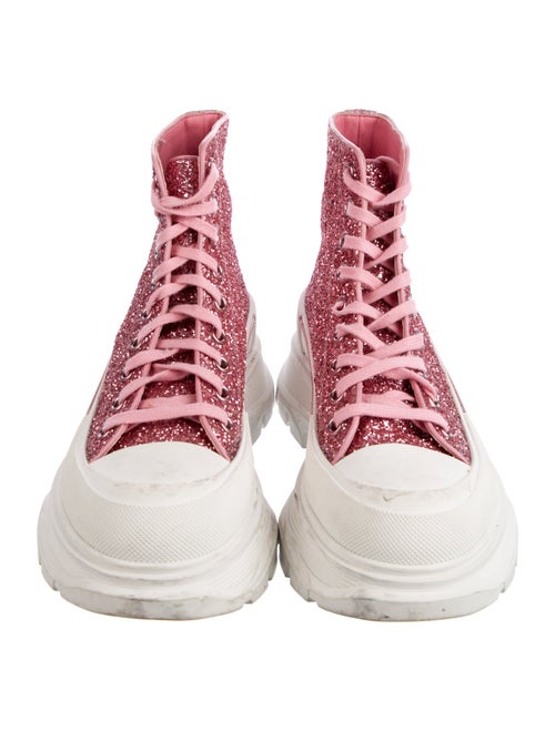 Alexander McQueen Glitter Leather Trim Embellishment Sock Sneakers