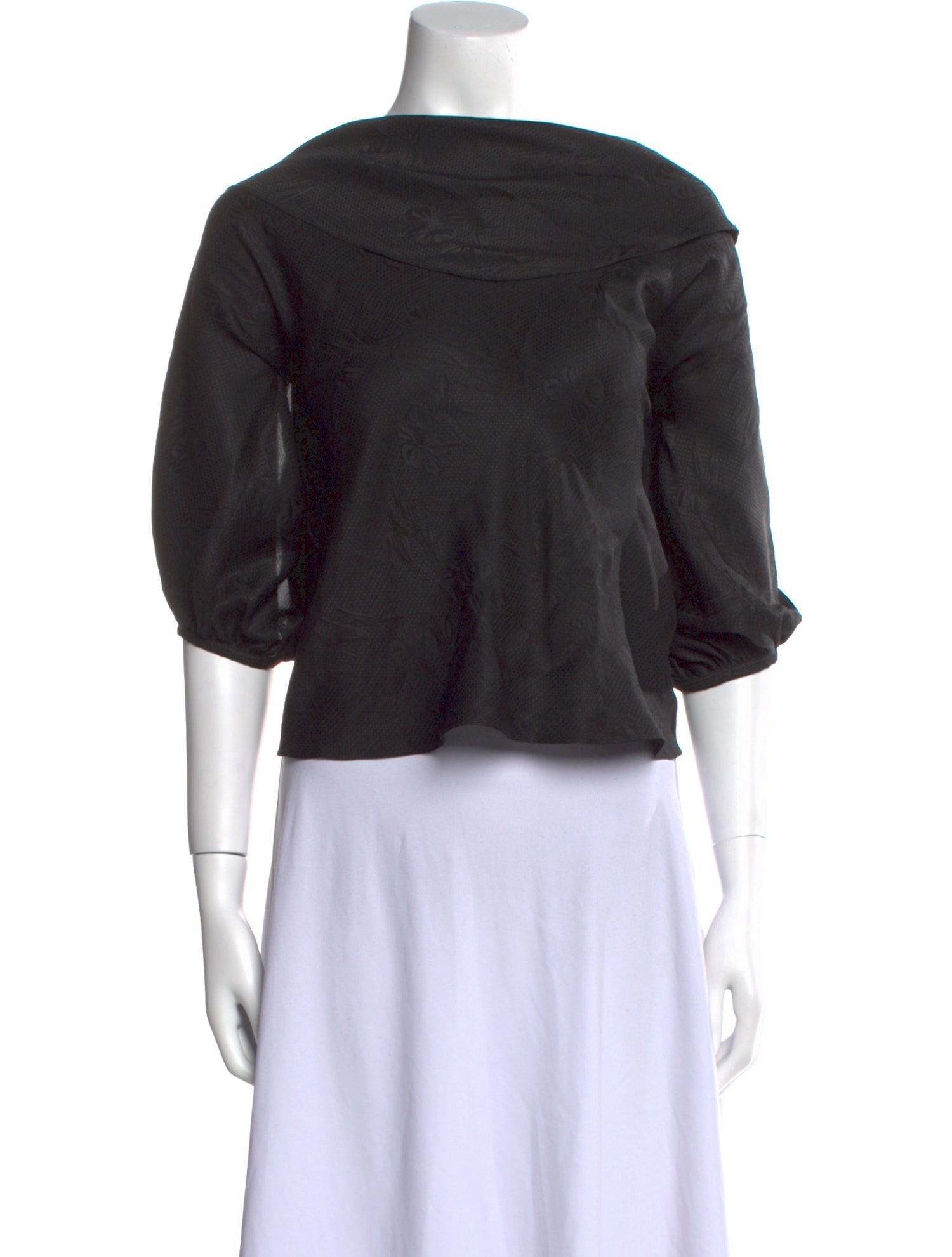 Alexander McQueen Silk Bateau Neckline Crop Top