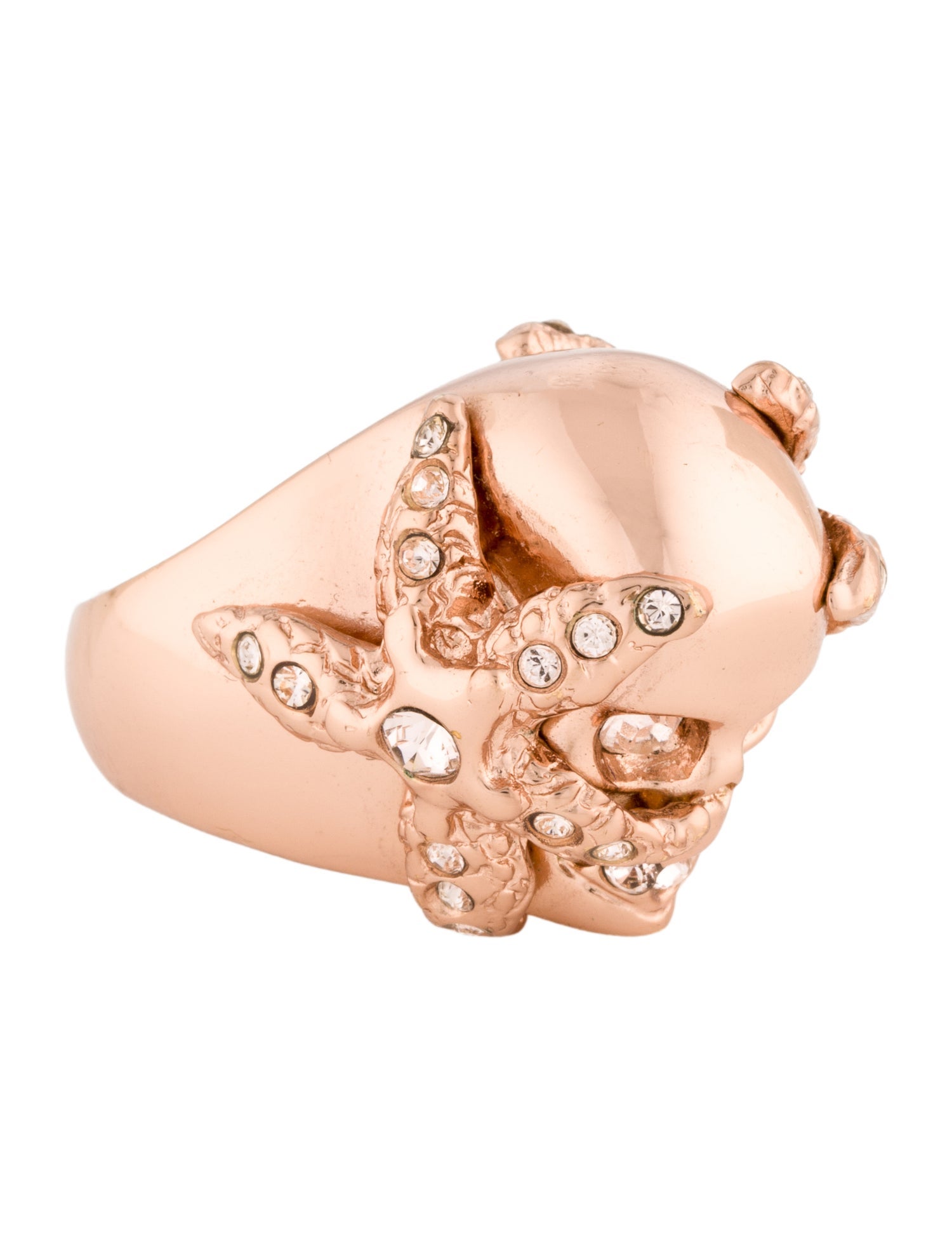 Alexander McQueen Crystal Skull & Starfish Cocktail Ring