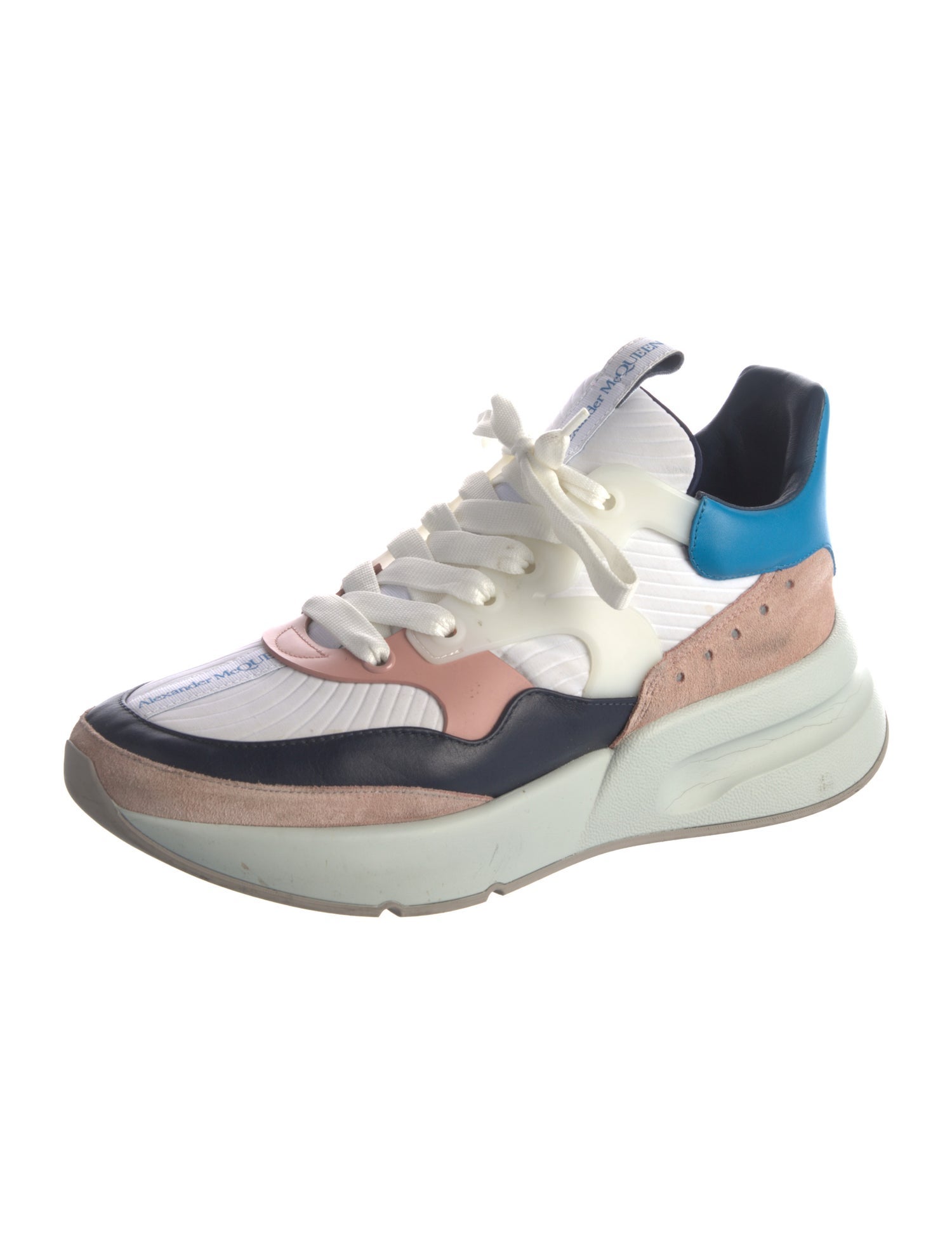 Alexander McQueen Leather Colorblock Pattern Sneakers