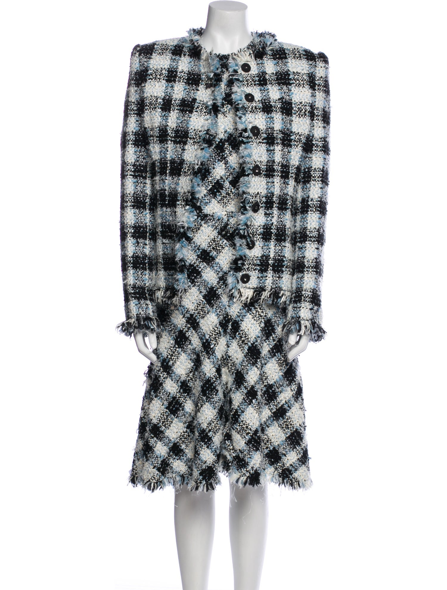 Alexander McQueen Terry Cloth Plaid Print Dress Set