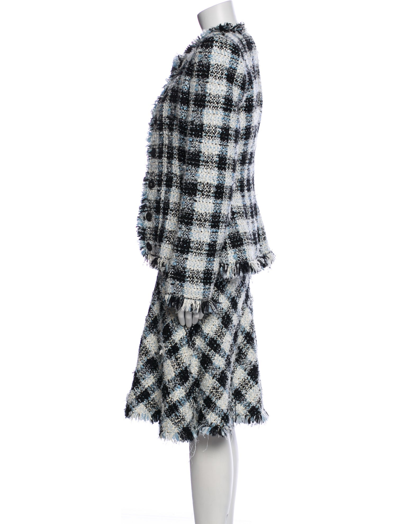 Alexander McQueen Terry Cloth Plaid Print Dress Set