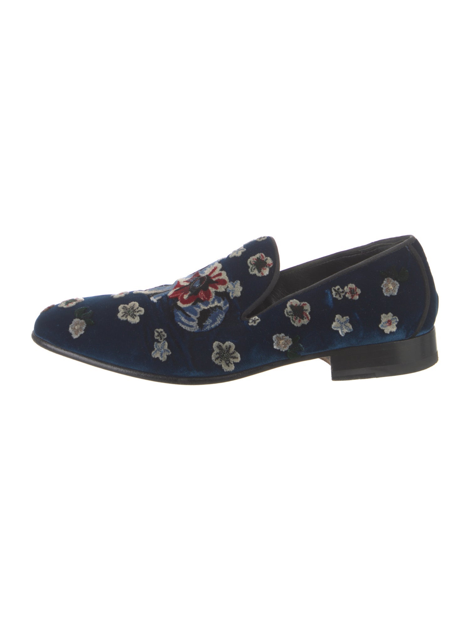 Alexander McQueen Velvet Floral Print Loafers