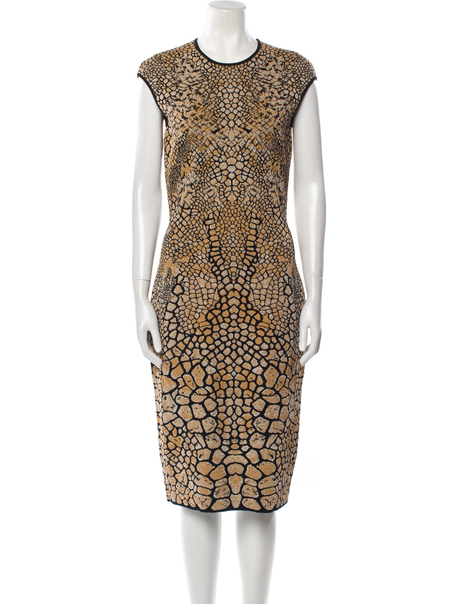 Alexander McQueen Animal Print Midi Length Dress