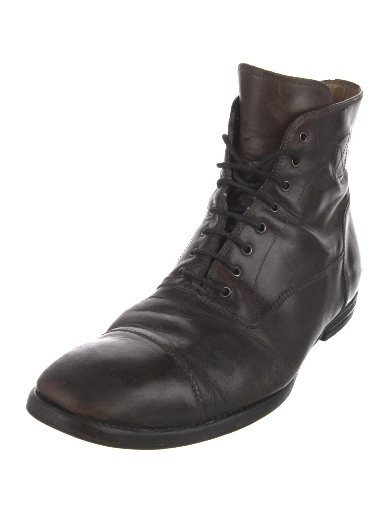 Alexander McQueen Leather Lace-Up Boots