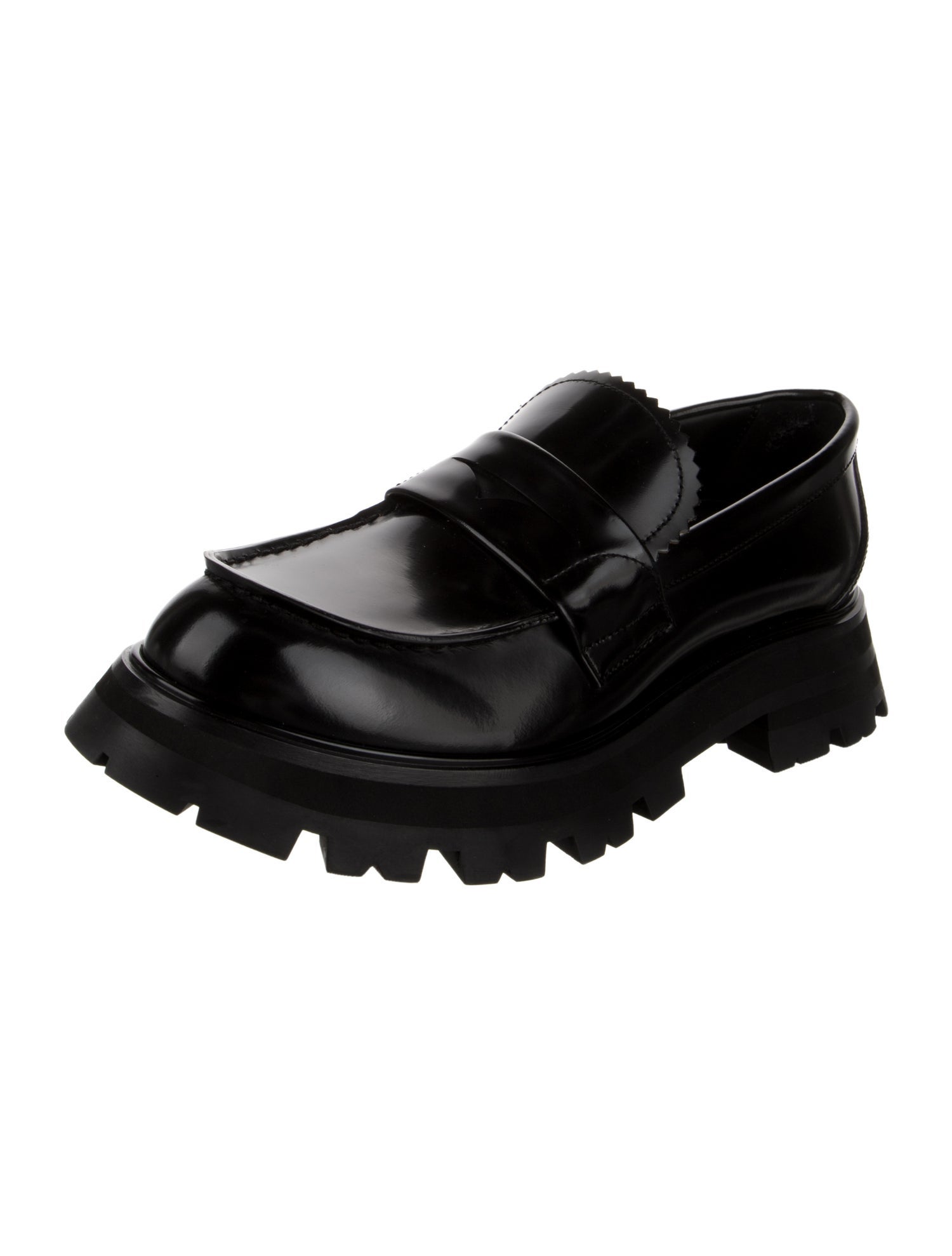 Alexander McQueen Leather Scalloped Accent Loafers