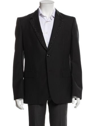 Alexander McQueen Wool Embroidered Accent Blazer