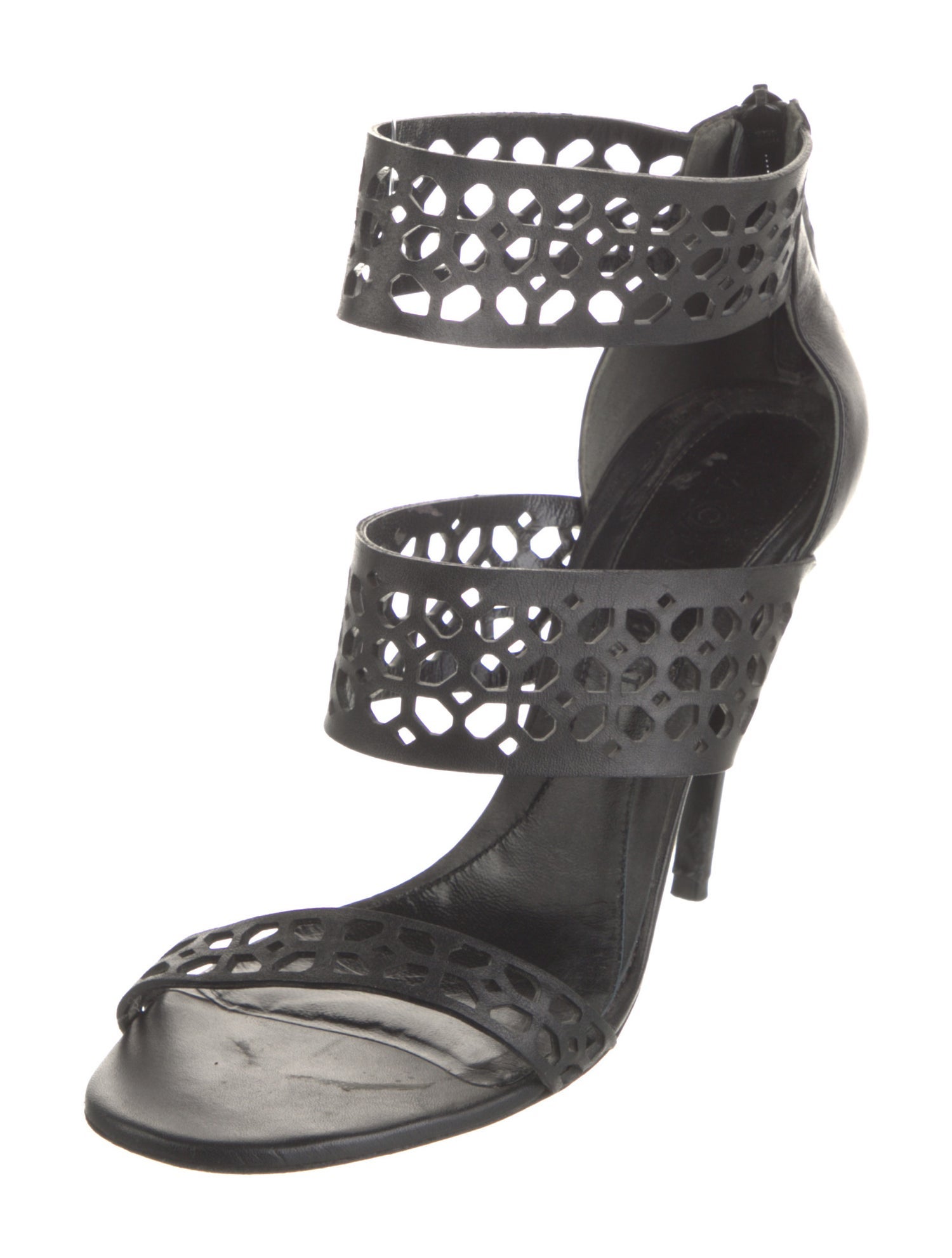 Alexander McQueen Leather Lasercut Accents Sandals