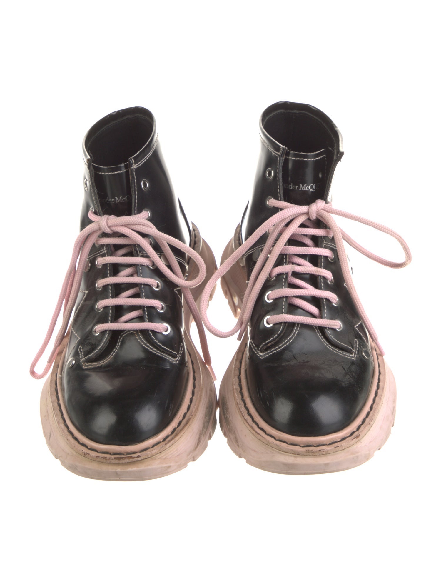 Alexander McQueen Leather Lace-Up Boots