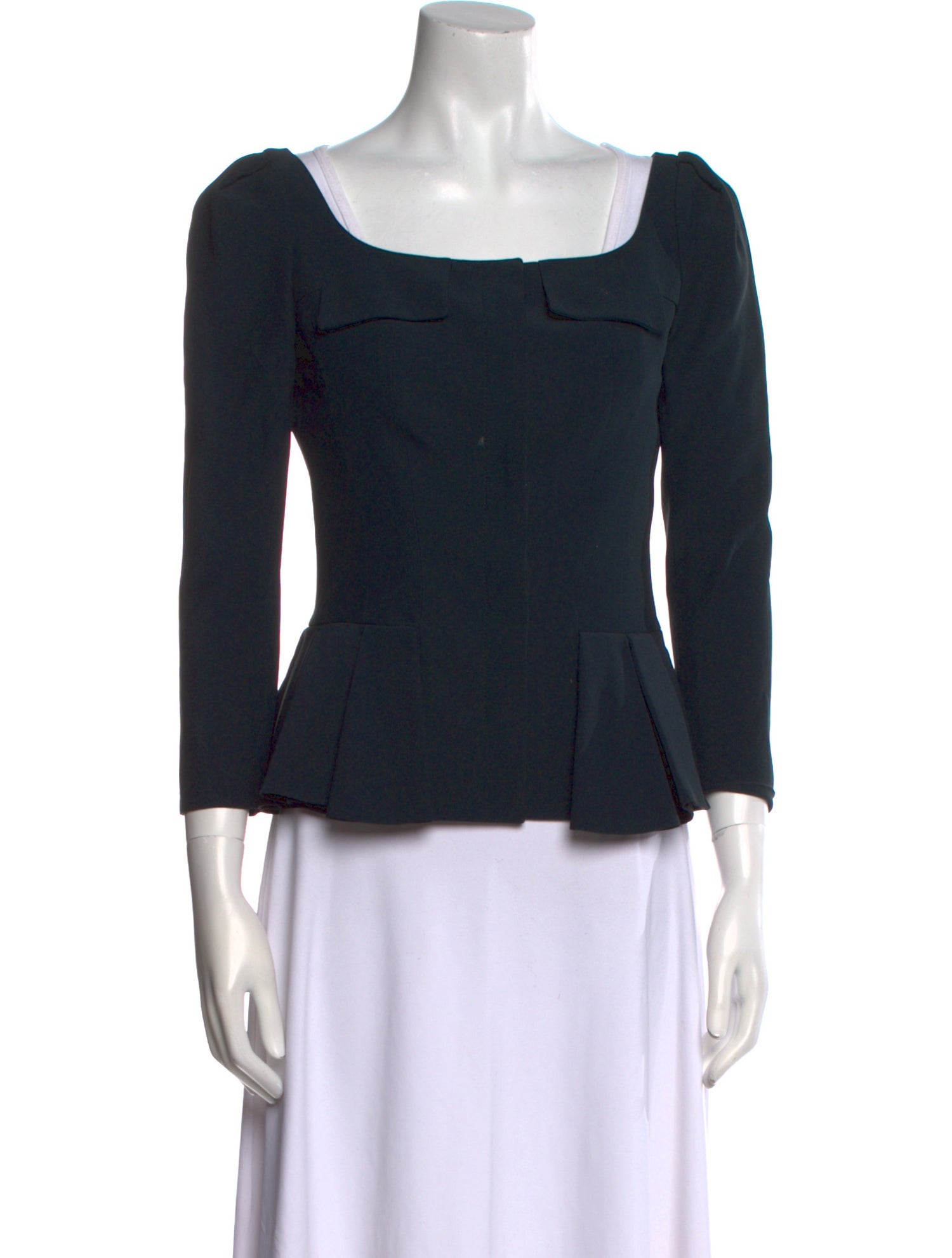 Alexander McQueen Square Neckline Three-Quarter Sleeve Top