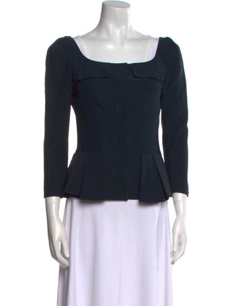 Alexander McQueen Square Neckline Three-Quarter Sleeve Top