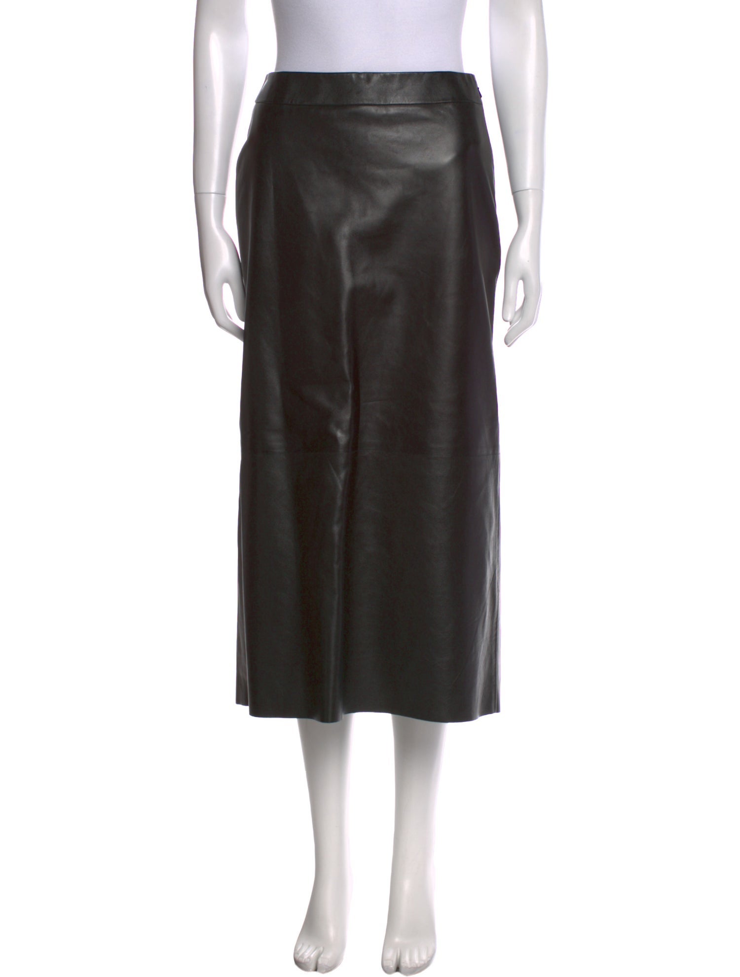 Alexander McQueen Leather Midi Length Skirt