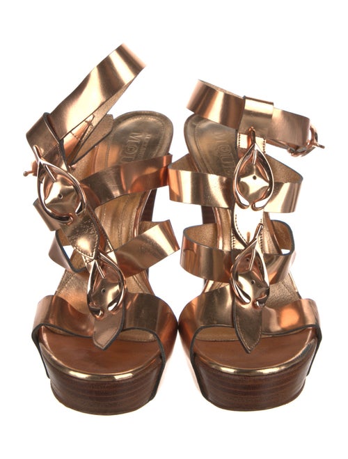 Alexander McQueen Leather T-Strap Sandals