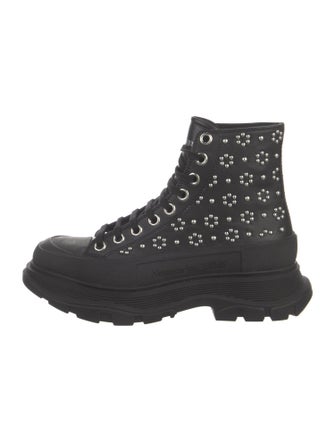 Alexander McQueen Leather Patterned Combat Boots