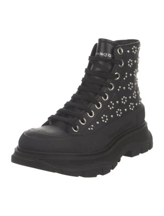 Alexander McQueen Leather Patterned Combat Boots